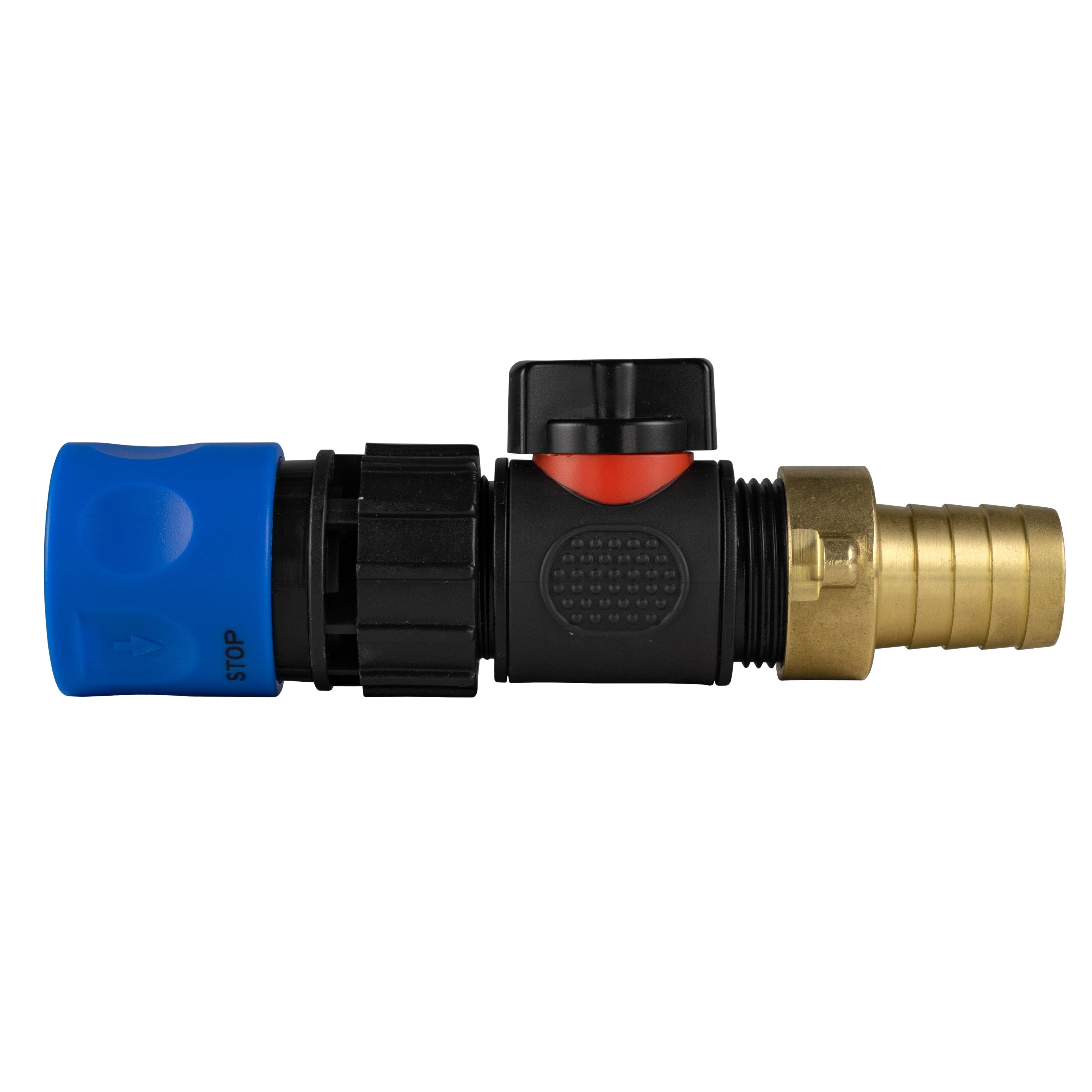 Hose Connector Blue with In-Line BSPM Valve and 19mm Brass Barb-0