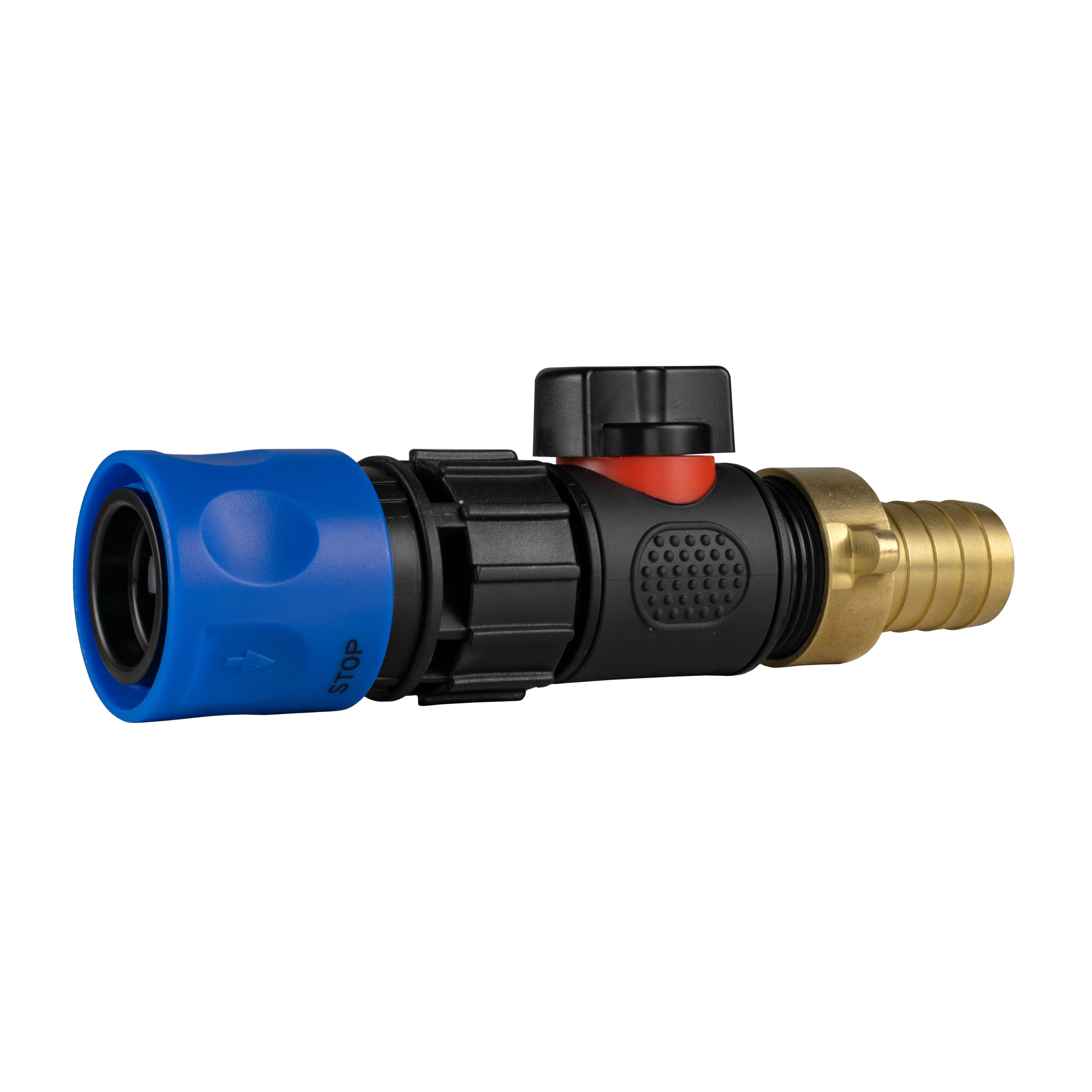Hose Connector Blue with In-Line BSPM Valve and 19mm Brass Barb-1