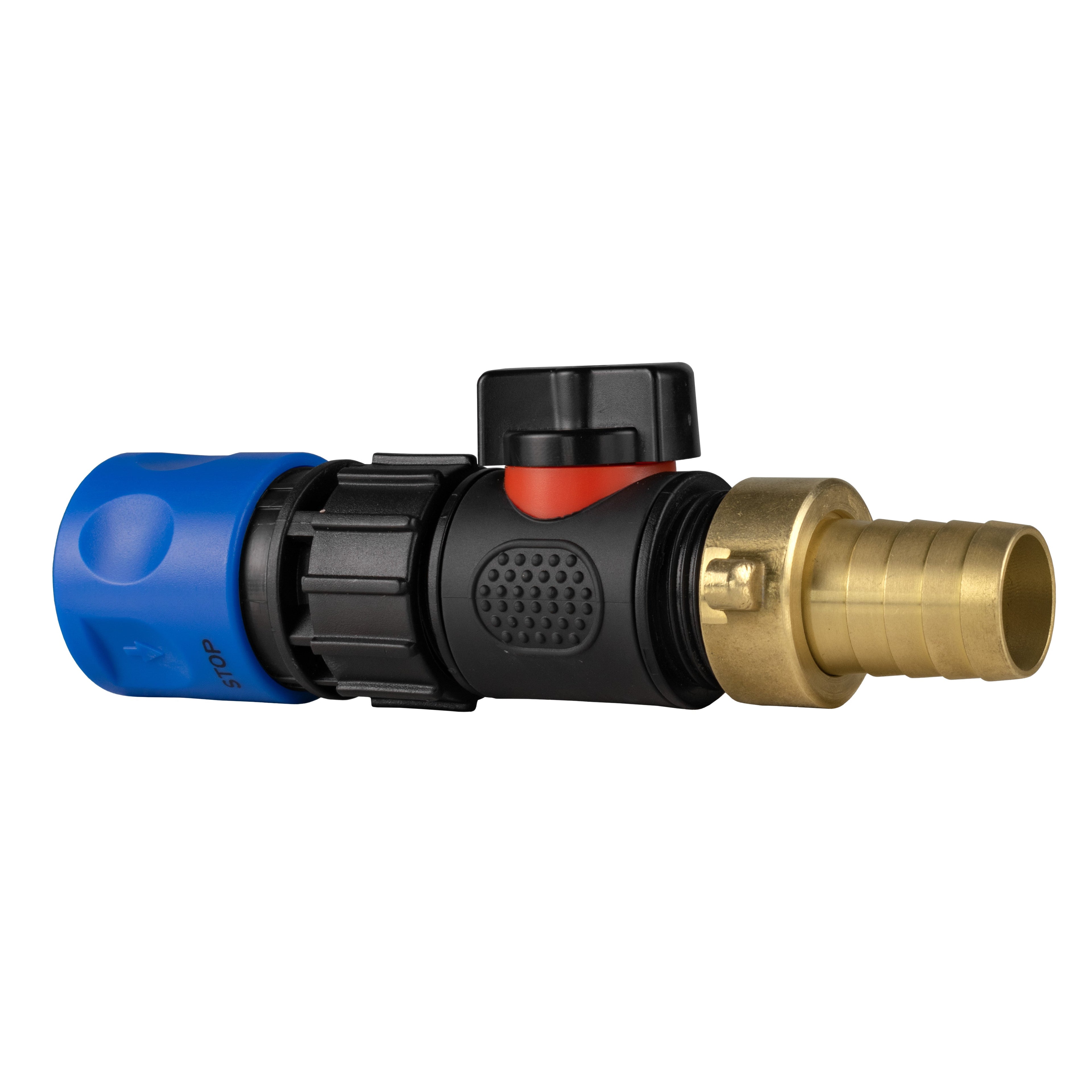 Hose Connector Blue with In-Line BSPM Valve and 19mm Brass Barb-2